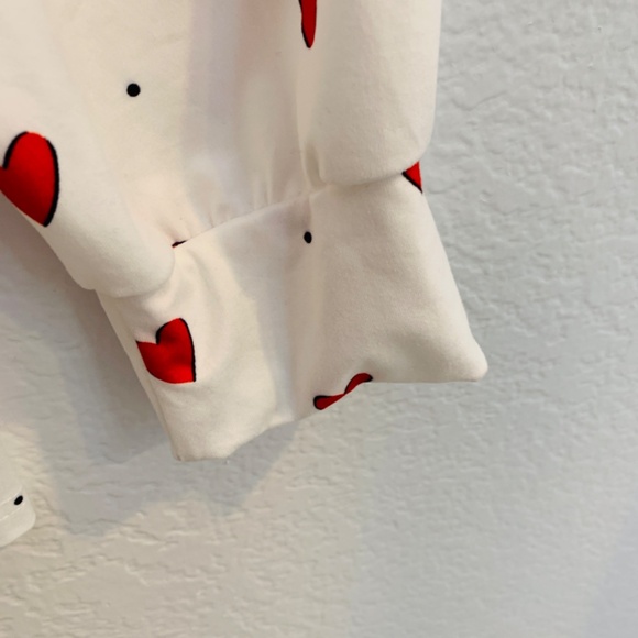 Heart Print Top Womens 3XL White Long Sleeve With Zipper Pull Valentines Love - Picture 7 of 12